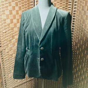 J Crew Women Sz 10 Black Velvet Velour Eden Blazer Jacket Lined. Pre-Owned